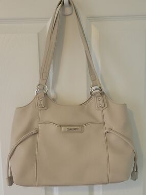 Koltov Cream Shoulder Tote with Silver Hardware